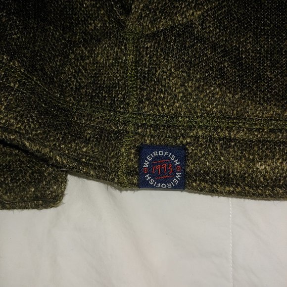 Weird Fish Sweatshirt Winter Warm Men's UK Size Small Green tweed Henley 1/2 Zip - Picture 6 of 6